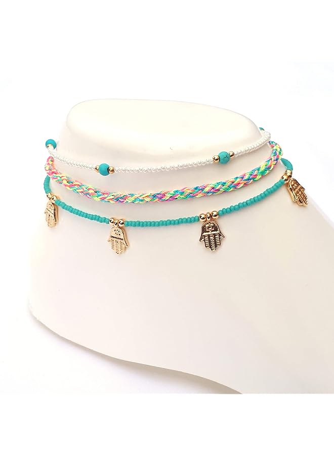 ألوان مجموعة خلخال متوسطة الحجم مكونة من 3 قطع للنساء متعدد الألوان Ee3845Hsetmx - Image 2