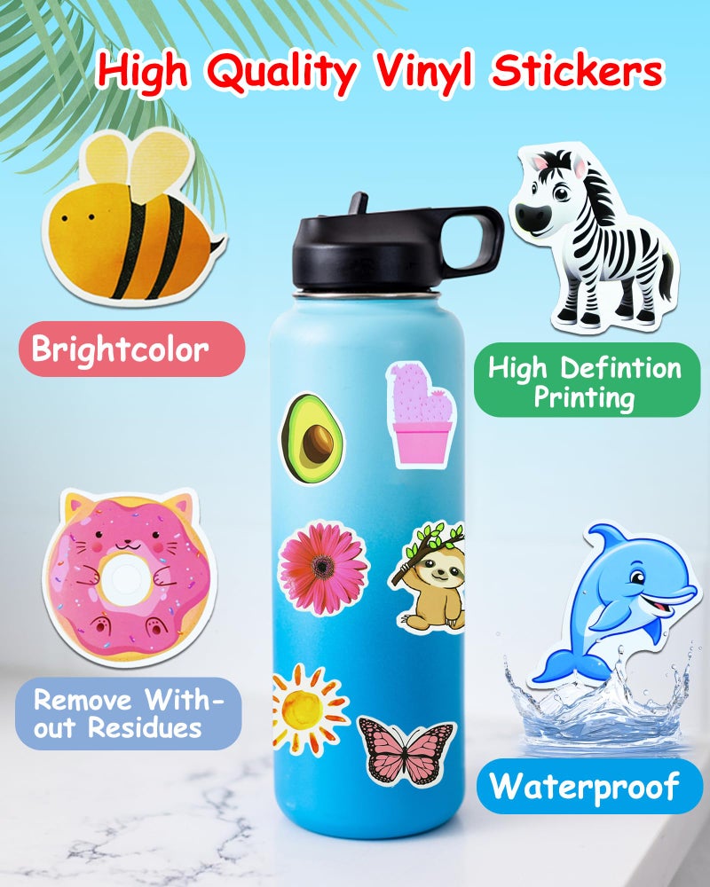 Eoaod 300Pcs Water Bottle Stickers for Kids, Cute Stickers for Water Bottles, Vinyl Waterproof Aesthetic Laptop Sticker Pack Classroom Prizes Skateboard for Kids Teens Girls Students - Image 3