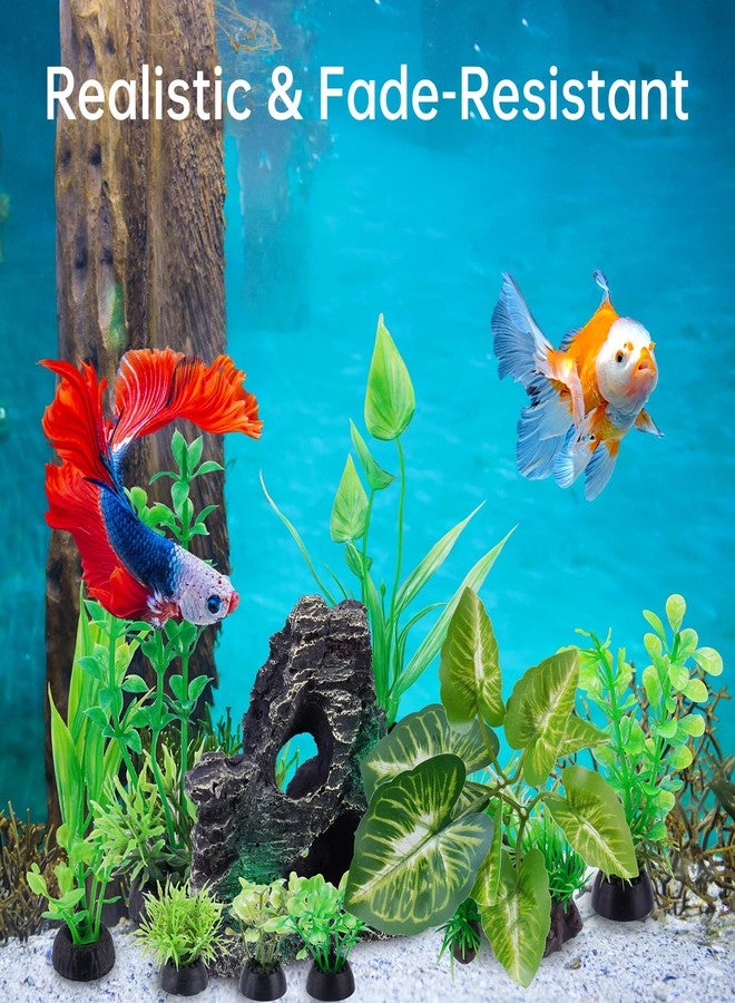 ان اي هوم مجموعة زينة أحواض السمك الاصطناعية الواقعية من ني هوم، 9 قطع، تتضمن قاعدة ثقيلة من الخشب الطافي، وجبل صخري، ونباتات مائية، وزينة خضراء لا تتلاشى ألوانها، مناسبة لأحواض أسماك المياه العذبة أو المالحة. - Image 3