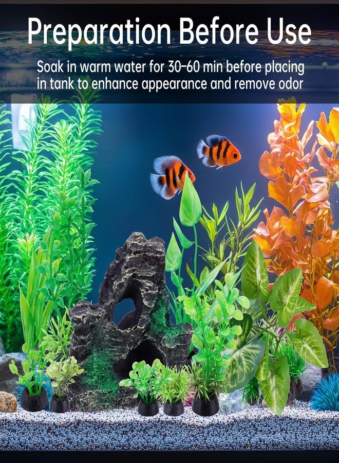 ان اي هوم مجموعة زينة أحواض السمك الاصطناعية الواقعية من ني هوم، 9 قطع، تتضمن قاعدة ثقيلة من الخشب الطافي، وجبل صخري، ونباتات مائية، وزينة خضراء لا تتلاشى ألوانها، مناسبة لأحواض أسماك المياه العذبة أو المالحة. - Image 5
