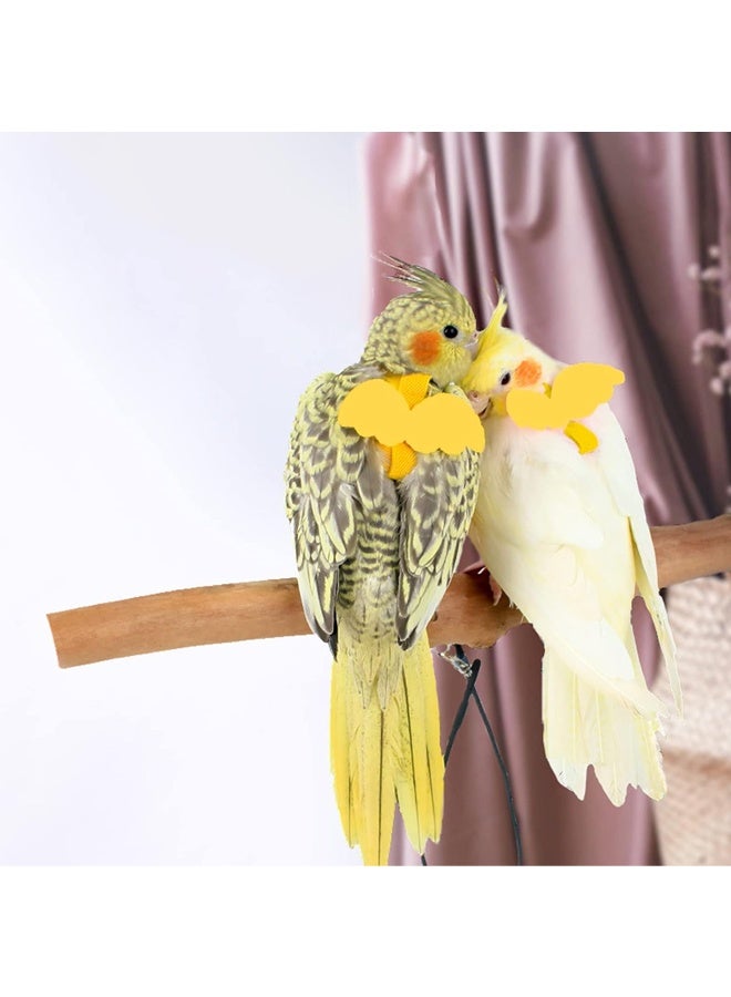 حزام وسلسلة طيور الببغاء – تصميم تدريب قابل للتعديل مضاد للقضم – حبل نايلون مع أجنحة لطيفة (أصفر) - Image 3