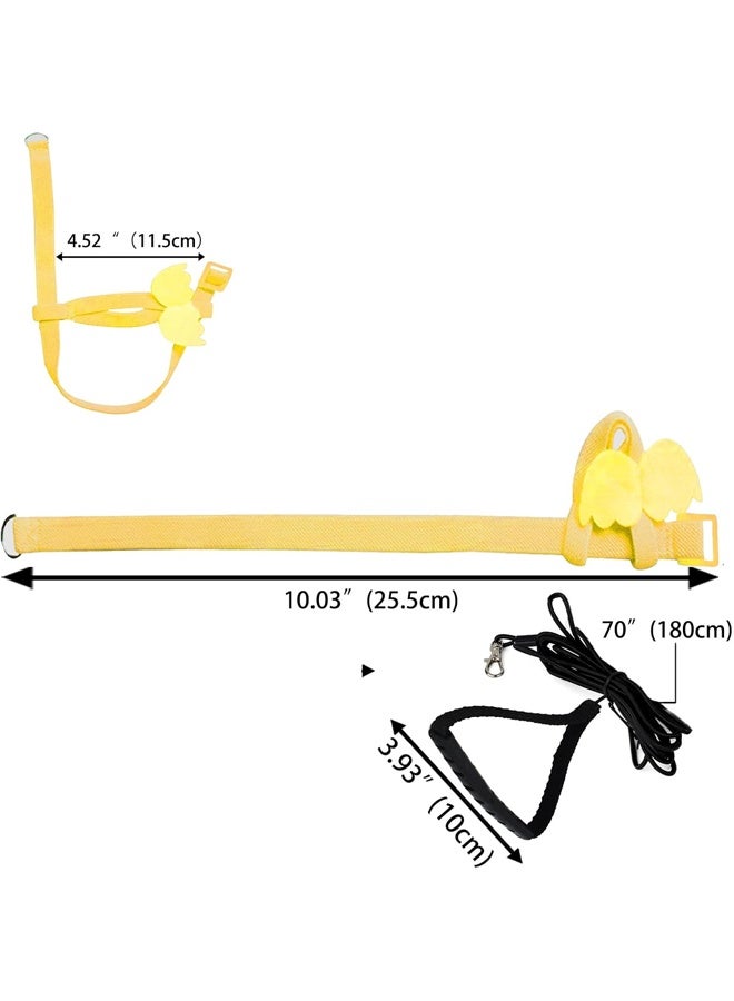 حزام وسلسلة طيور الببغاء – تصميم تدريب قابل للتعديل مضاد للقضم – حبل نايلون مع أجنحة لطيفة (أصفر) - Image 2