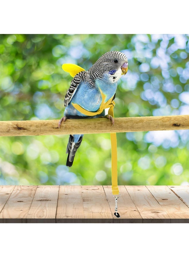 حزام وسلسلة طيور الببغاء – تصميم تدريب قابل للتعديل مضاد للقضم – حبل نايلون مع أجنحة لطيفة (أصفر) - Image 4