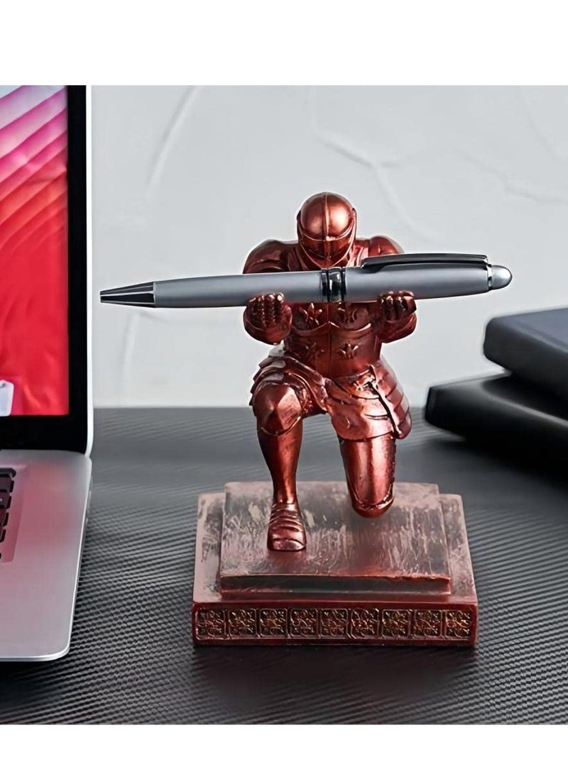 SYOSI Executive Knight Pen Holder  Personalized decoration Desk Accessory Stationery organizer, creative Pen Stand Decorative Gift for Office Red  - Image 2
