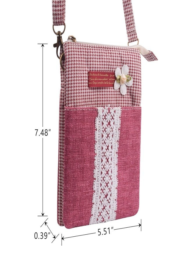 WITERY Small Canvas Cell Phone Purse Wallet- Handmade Cute Cross Body Phone Purse with Adjustable Shoulder Strap, Lightweight Smartphone Pouch Shoulder Bag for Women Teen Girls, Red - Image 3