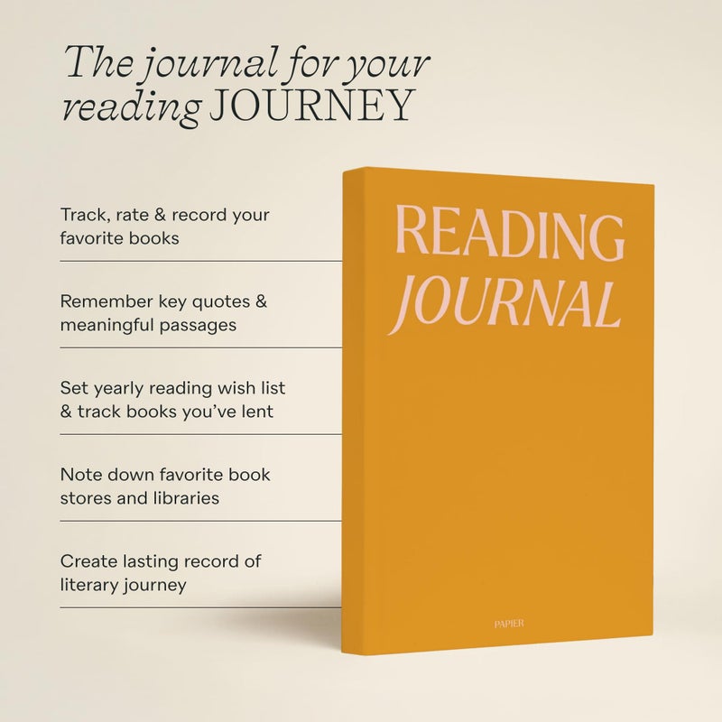 Papier Wonder Reading Journal - Yellow Hardback | Record & Review Your Reads | Includes Space To Review Books, Write Reading Wish Lists, Book Club Ideas & Favorite Books | Great Gift For Book Lovers - Image 3