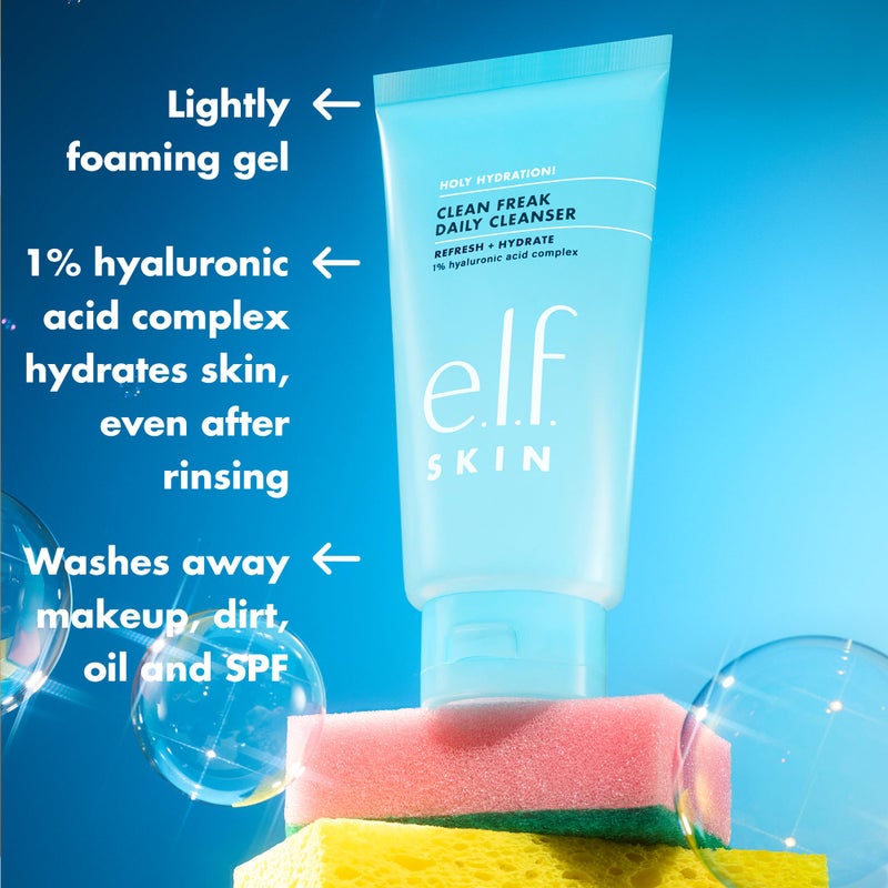 elf e.l.f. SKIN Holy Hydration! Clean Freak Daily Cleanser, Gentle Hydrating Gel Face Cleanser, Made With Hyaluronic Acid, Vegan & Cruelty-Free, 5.5 fl oz - Image 2