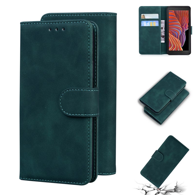 BURAQ Case Cover For Samsung Galaxy Xcover 5 Skin Feel Pure Color Flip Leather Phone Case(Green) - Image 1