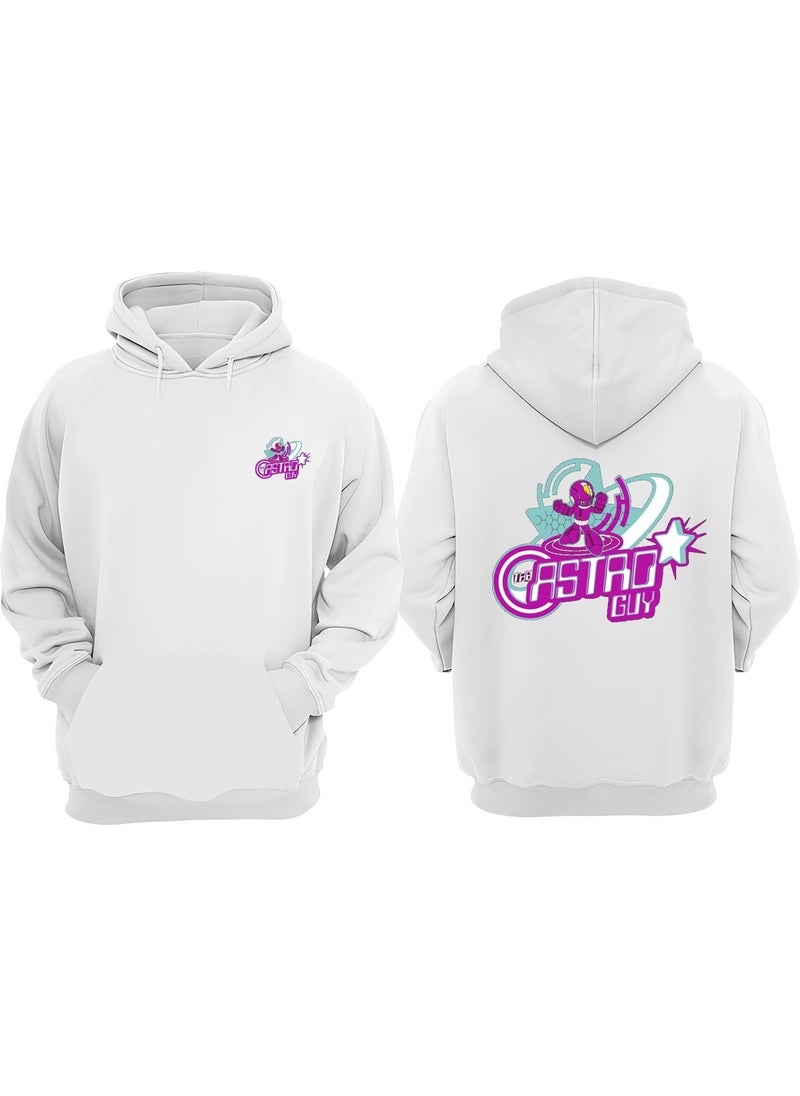 The Wert - Unisex Astro Guy Design Front Back Printed Regular Fit White Sweatshirt - Image 1