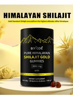 BIYODE Pure Himalayan Shilajit Gold Gummies Lab Tested No Added Sugar Infused with Ashwagandha Gokshura Fulvic Acid & 85+ Trace Minerals 100% Natural & Organic Non-GMO Suitable for Men & Women 60 Gummies  - Image 5