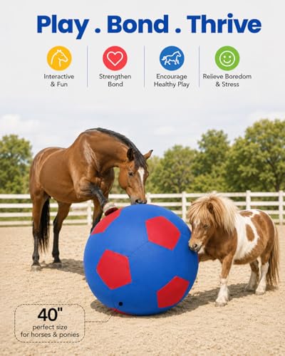 ANC POP Herding Ball for Horse Ball & Cover 40" Large for Play Herding Ball Horse Toys for Horse (Blue & Red) - Image 3