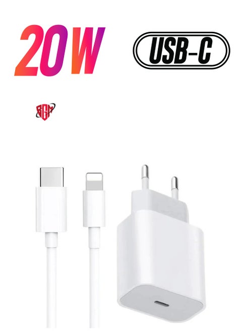 For Iphone 20w Charger Apple 11/12/13 Usb-c To Lightning Power Adapter 1m Data Cable Eu Plug