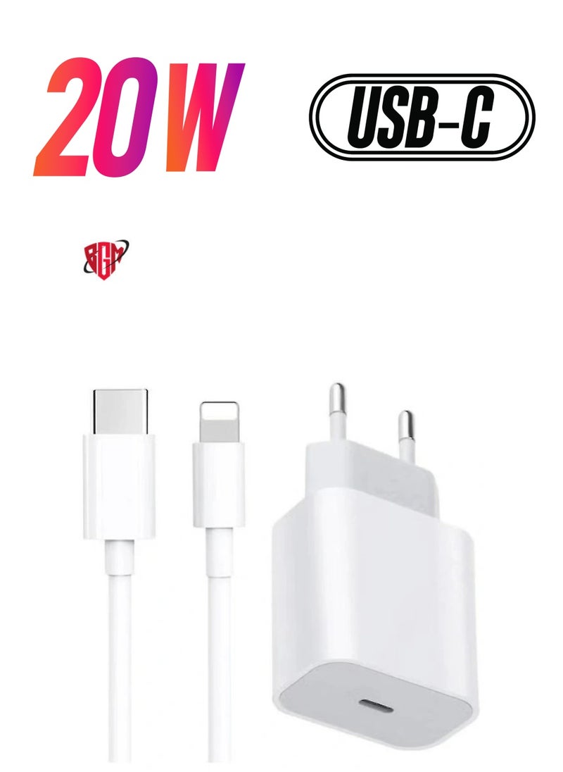 BGM - For Iphone 20w Charger Apple 11/12/13 Usb-c To Lightning Power Adapter 1m Data Cable Eu Plug - Image 1