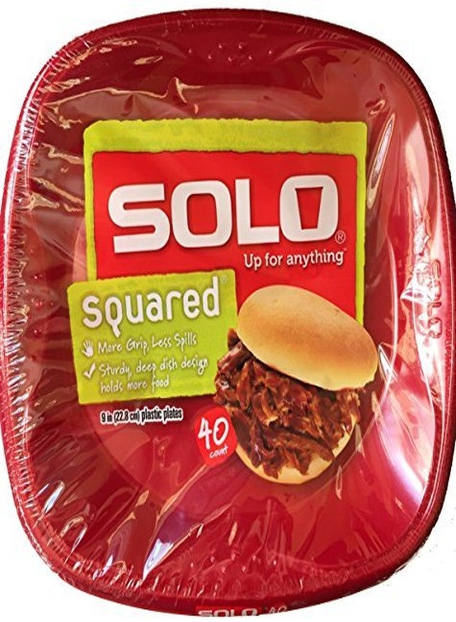 Solo Cup Solo Squared Plastic Plates 9" Red - Image 2