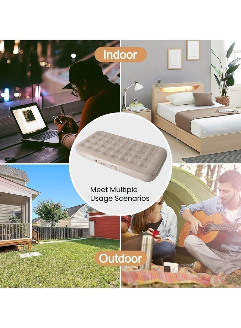 Abbi Casey 200*150*25cm Self-Inflating Double Air Mattress | 2-Min Quick Inflation/Deflation Built-in Pump | Portable Camping Bed with two inflatable pillows, Repair Kit & Storage Bag | for Home, Travel, Guests | 660lbs Capacity - Image 2