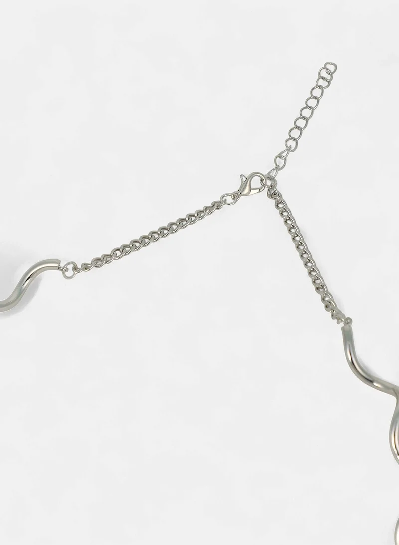 SOHI SOHI Women The Coil-Coeur Collar Necklace | Chrome  Colour | One-Size | Artificial Stone Alloy Material | Lobster Clasp Closure | Necklace For Casual & Evening Wear