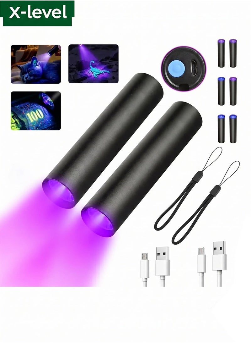 X-level UV Torches Rechargeable, USB Strong Ultraviolet LED Flashlights, Flashlight Fluorescent Detection Lamp Ringworm Light, Detector for Urine/Stains, Flurescent, Uranium Glass, Curing Resin Flashlights - Image 1