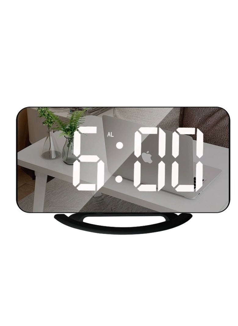 yongsheng LED Digital Alarm Clock With Large White Font Display Black 15.8*1.3*7.8cm, Aesthetic Modern Clocks for Bedroom Living Room Office  - Image 1