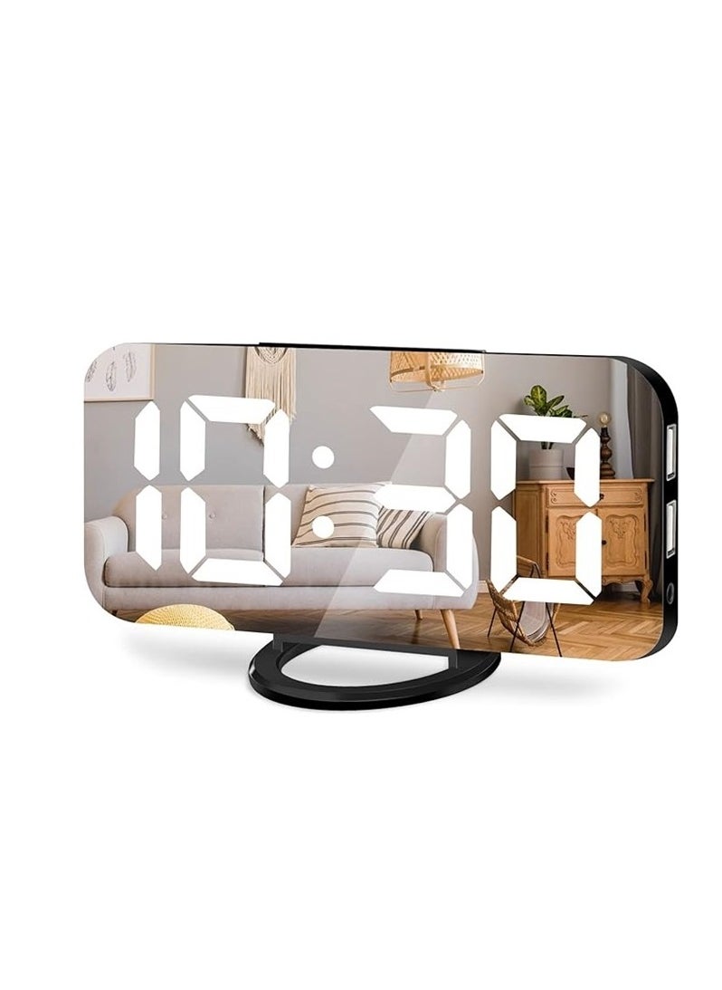 yongsheng LED Digital Alarm Clock With Large White Font Display Black 15.8*1.3*7.8cm, Aesthetic Modern Clocks for Bedroom Living Room Office  - Image 2
