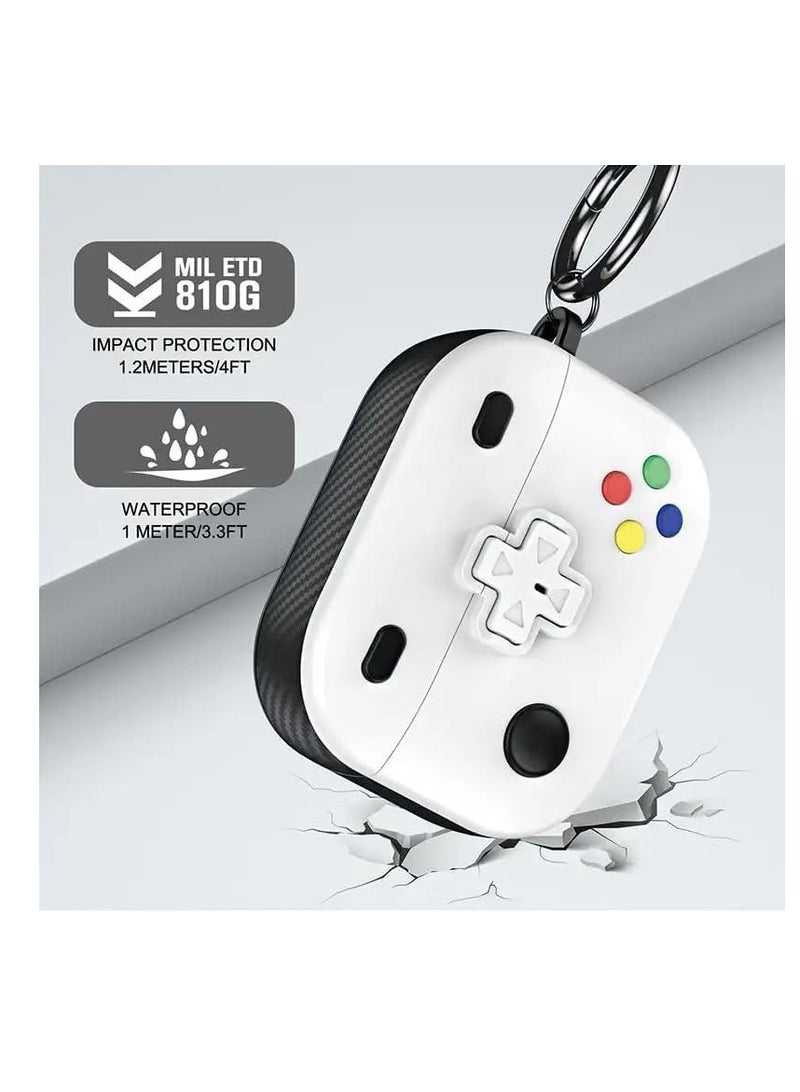 New Collection Compatible with AirPods 4th Generation Case Cover, Soft Skin Silicone Protective Special Design Game Console Design Case Cover with Keychain for AirPods 4 2025 Charging (Game White)