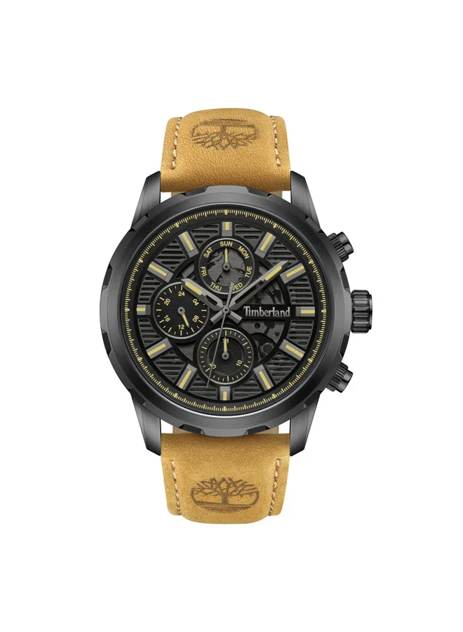 تمبرلاند Hampton Harbour 46 mm Men's Multifunction Watch Black Dial  & Brown Leather Strap