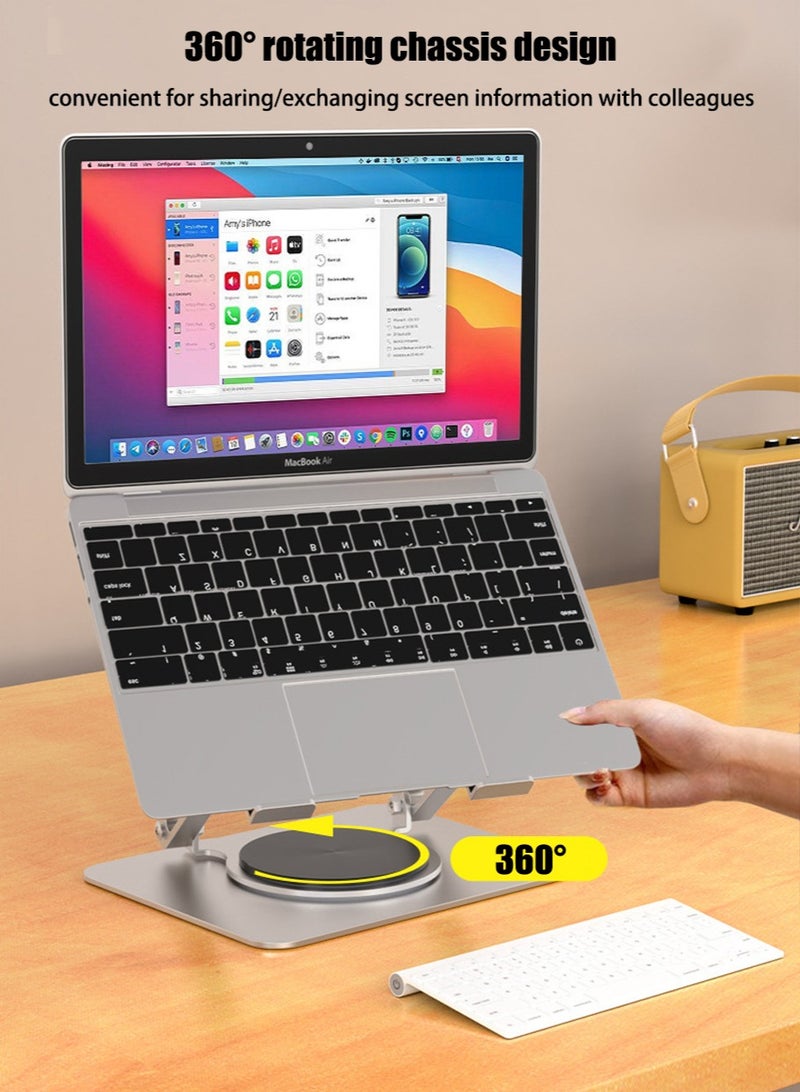 Leon Home Adjustable Laptop Stand for Ergonomic Desk Stand with 360° Rotating Base, Foldable Laptop Stand Compatible with 10-17 Inch Laptops - Image 5