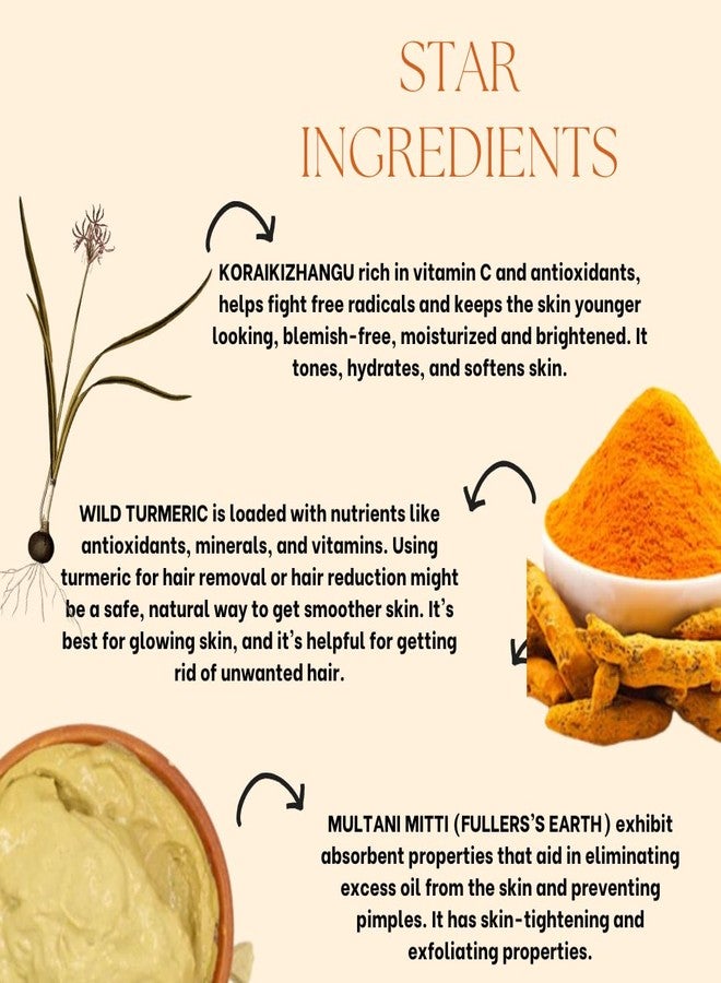 EcoBerry Korai Kizhangu Turmeric Hair Removal Powder For Painless Hair removal | Retarded Hair Growth | 100% Natural & Handmade | Preservative Free | Paraben Free | Vegan 100g - Image 5