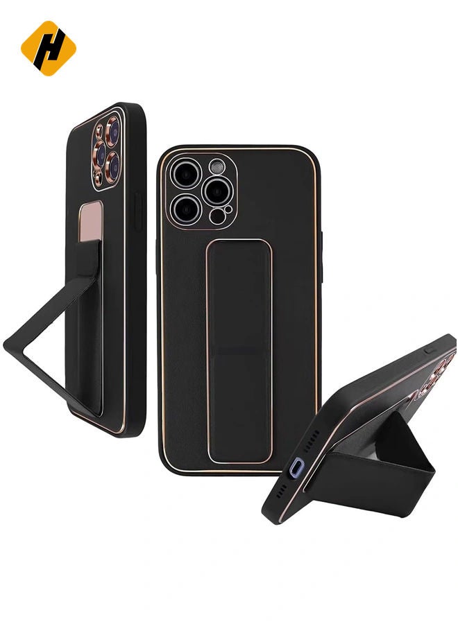 HuHa IPhone 13 Pro Premium Luxury Leather Case Magnetic Car Mount Holder Wrist Strap Case Horizontal & Vertical Kickstand Cover with Camera Protection  - Image 1