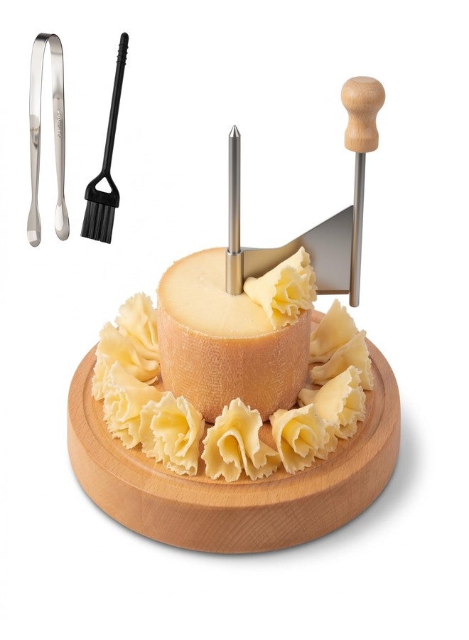 Starry Cheese Curler Wheel for Tête de Moine Style Cheese & Chocolate Cheese Shaver Wheel for Hard Cheese with Stainless Steel Slicer Wooden Base Flower Cutter - Image 1