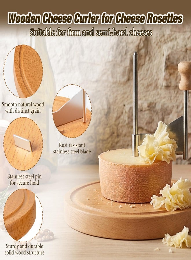 Starry Cheese Curler Wheel for Tête de Moine Style Cheese & Chocolate Cheese Shaver Wheel for Hard Cheese with Stainless Steel Slicer Wooden Base Flower Cutter - Image 4
