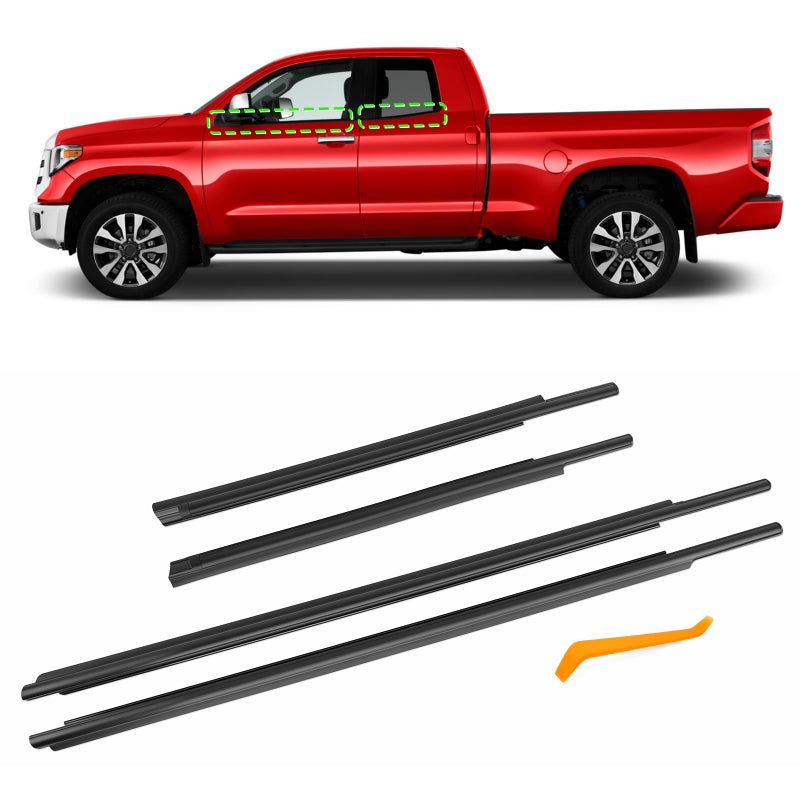 TOP-MAX TOPMAX Window Molding Trim Seal Compatible with 20072021 Toyota Tundra Double Cab 4 Pcs Black Window Weather Stripping Replaces 682100C020 681640C010 NOT FIT for Crewmax - Image 2
