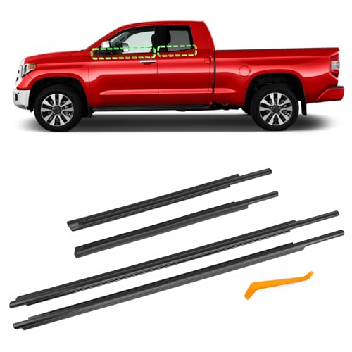 TOP-MAX TOPMAX Window Molding Trim Seal Compatible with 20072021 Toyota Tundra Double Cab 4 Pcs Black Window Weather Stripping Replaces 682100C020 681640C010 NOT FIT for Crewmax - Image 1