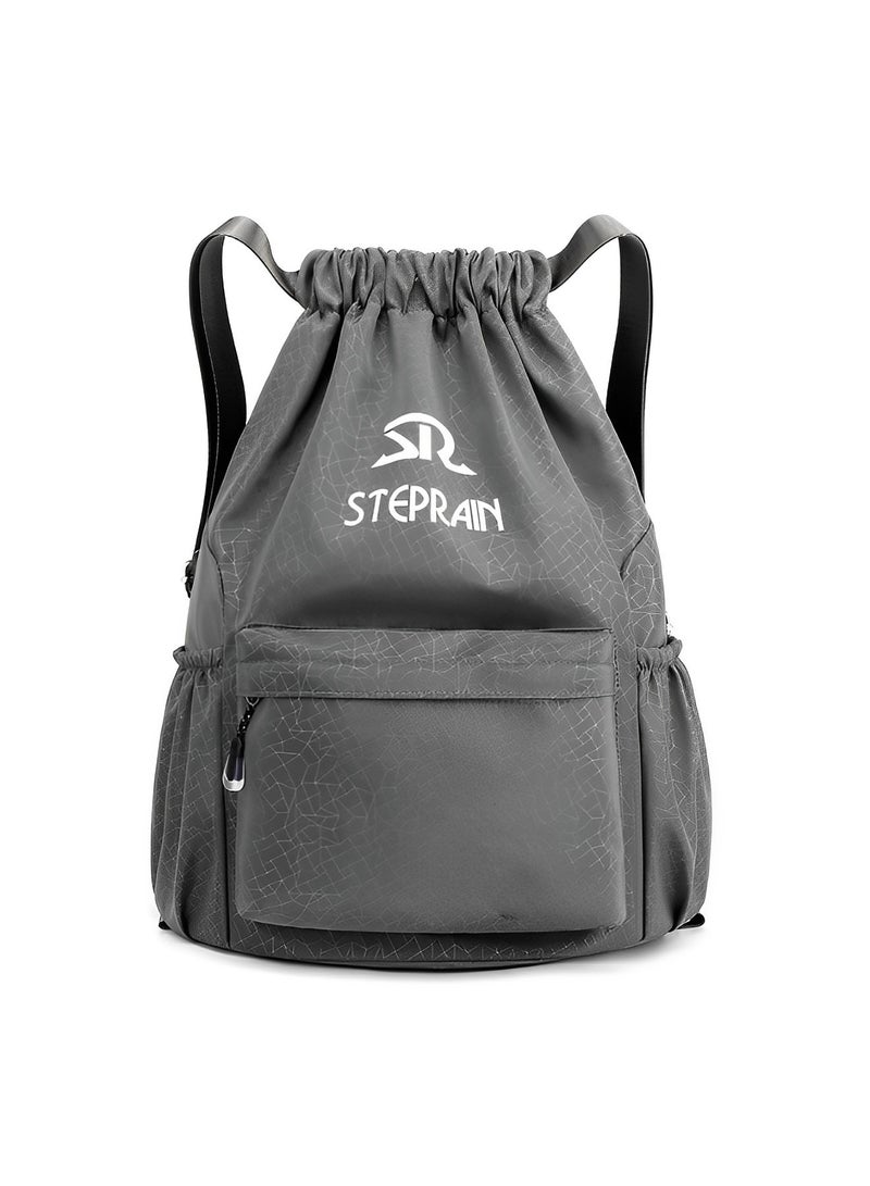 REOCLE Drawstring Backpack Water Resistant String Bag Sports Gym Sack with Side Pocket Lightweight Sackpack Backpack for Men Women  - Image 2
