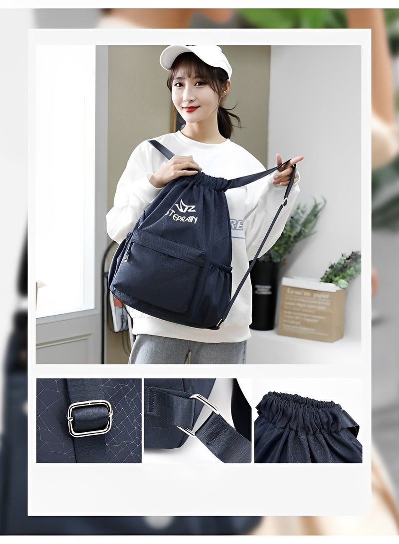 REOCLE Drawstring Backpack Water Resistant String Bag Sports Gym Sack with Side Pocket Lightweight Sackpack Backpack for Men Women  - Image 3