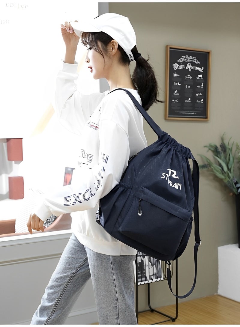 REOCLE Drawstring Backpack Water Resistant String Bag Sports Gym Sack with Side Pocket Lightweight Sackpack Backpack for Men Women  - Image 4
