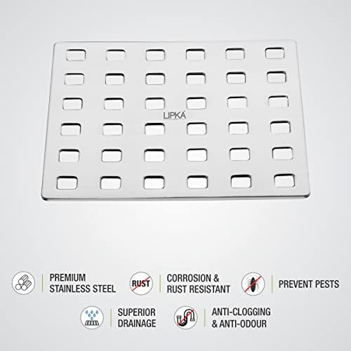LIPKA Palo Grating Floor Drain |Premium Stainless Steel|5 x 5 Inches| - Image 4