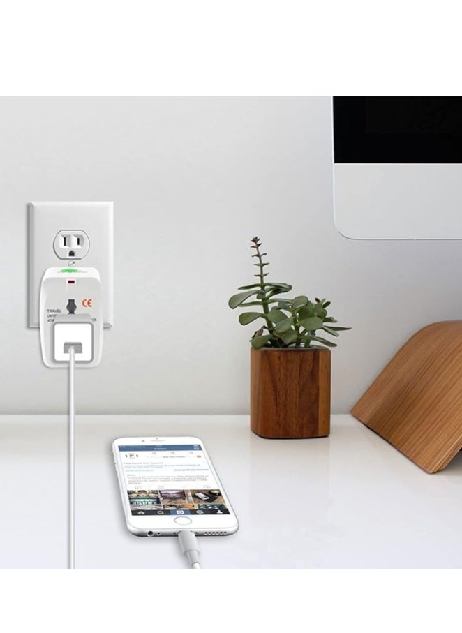تايكوم محول سفر عالمي مزود بمنافذ USB مزدوجة - قابس طاقة عالمي الكل في واحد للمملكة المتحدة والولايات المتحدة الأمريكية والاتحاد الأوروبي وأستراليا متوافق مع الهواتف وأجهزة الكمبيوتر المحمولة باللون الأسود (TRADP-070)  - Image 3