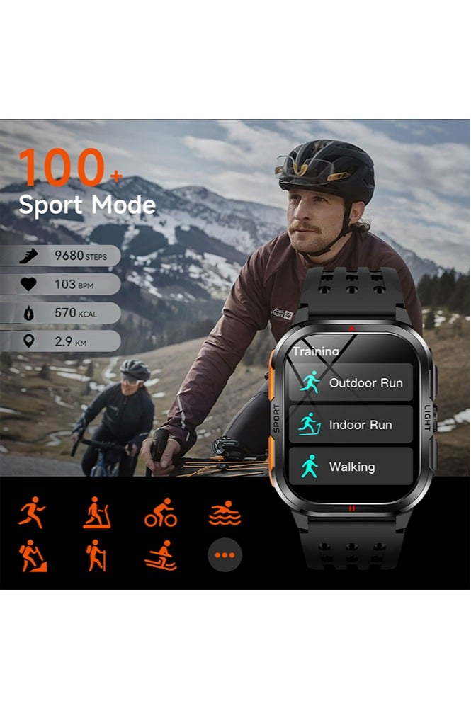 RollsTimi  Smartwatch MK98 Men Bluetooth Calling LED Flashlight 400Mah Sleep Monitor Outdoor Sport Fitness Tracker Smart Watch,Black - Image 5