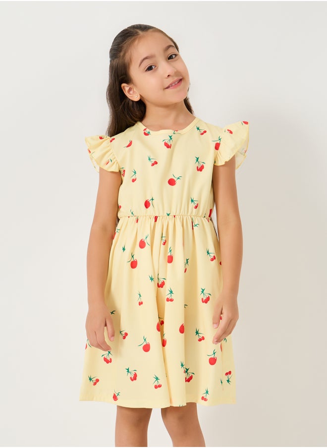 Styli All-Over Print Ruffled Sleeves Dress  - Image 2