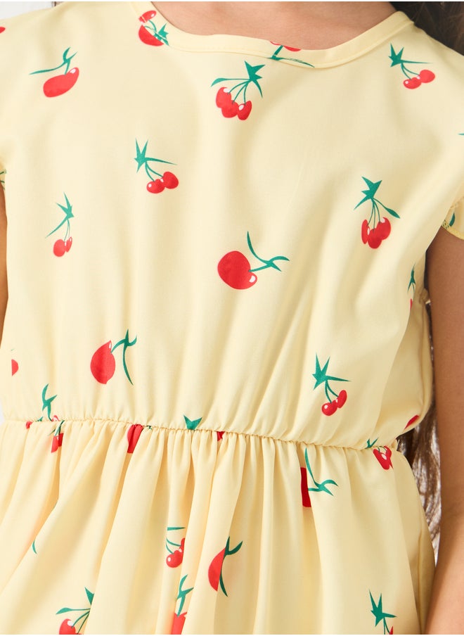 Styli All-Over Print Ruffled Sleeves Dress  - Image 3