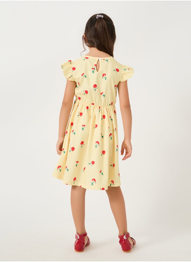 Styli All-Over Print Ruffled Sleeves Dress  - Image 4