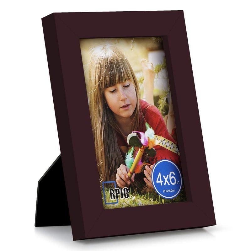 RPJC 4x6 inch Picture Frame Made of Solid Wood and High Definition Glass for Table Disply and Wall Mounting Photo Frame Dark Brown