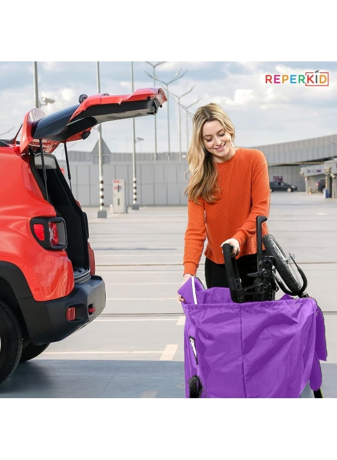 ريبير كيد Stroller Travel Bag for Airplane Gate Check in - Large Standard or Double Stroller Purple - Image 3
