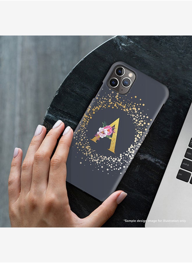 Monogram Tough Cover for Apple iPhone 11 Pro Max Case Custom Initials Letter Floral Pattern Tough Pro Dual Layer hybrid PC inner TPU protection Alphabet- V (Grey)