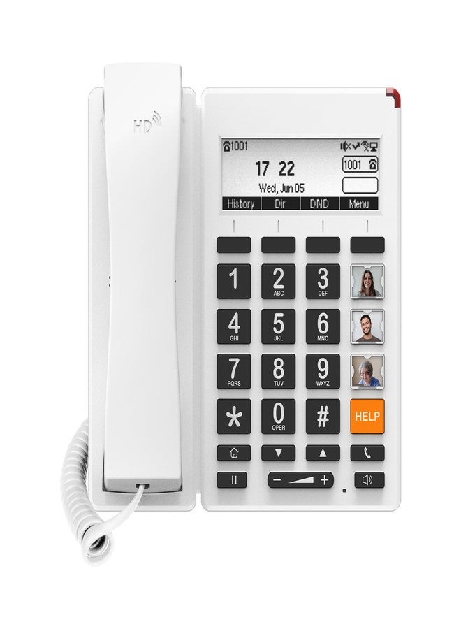 هاتف FLYINGVOICE FIP12WP المنزلي بتقنية VoIP (ليس هاتفًا تناظريًا عاديًا)، مفاتيح صور قابلة للتخصيص لكبار السن المصابين بالخرف، هاتف IP بأزرار كبيرة، صوت مُضخّم بقوة 110 ديسيبل، مفتاح مساعدة بلمسة واحدة - Image 1