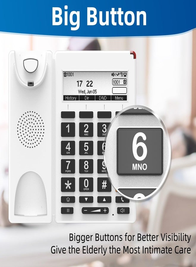 هاتف FLYINGVOICE FIP12WP المنزلي بتقنية VoIP (ليس هاتفًا تناظريًا عاديًا)، مفاتيح صور قابلة للتخصيص لكبار السن المصابين بالخرف، هاتف IP بأزرار كبيرة، صوت مُضخّم بقوة 110 ديسيبل، مفتاح مساعدة بلمسة واحدة - Image 3
