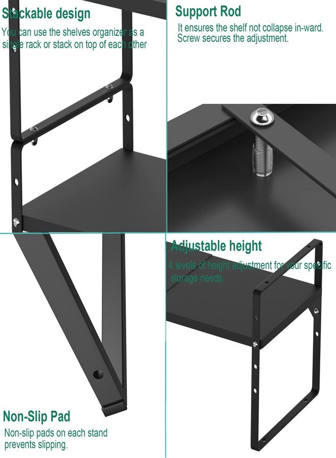 iPEGTOP Extendable Microwave Oven Rack, Adjustable Height Microwave/Toaster Shelf Heavy Duty Metal Pantry Shelf Space Riser Stand Organizer,Black - Image 5