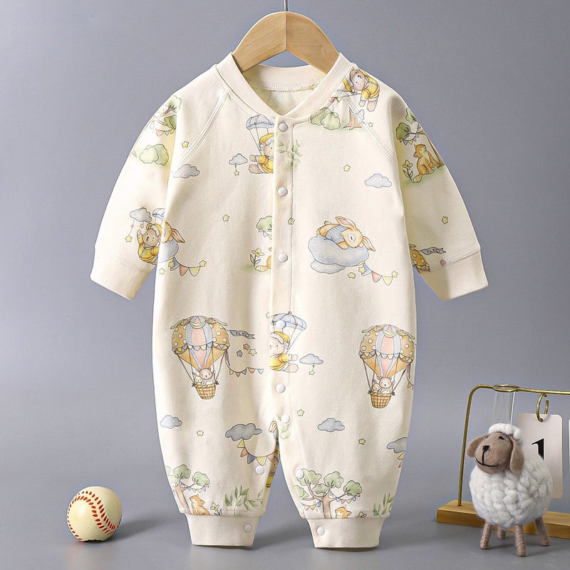 Heng Song Baby Long-Sleeve Cotton Romper | Newborn Infant Bodysuit | Soft Seamless Single-Breasted Crawling Outfit - Image 1