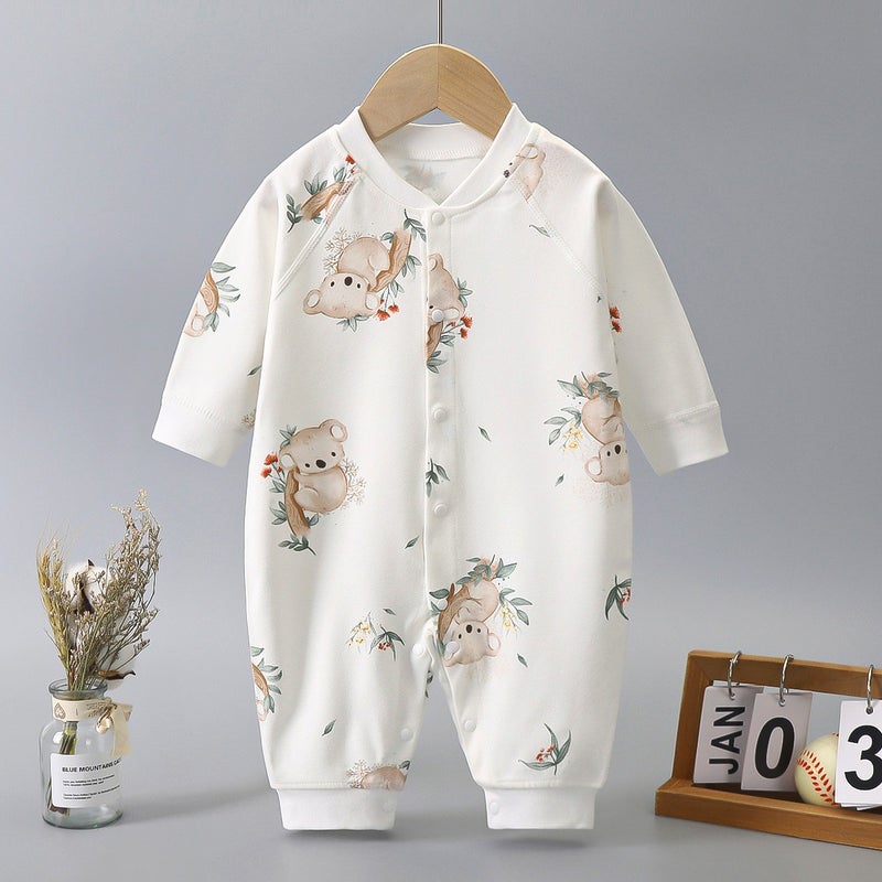 Heng Song Baby Long-Sleeve Cotton Romper | Newborn Infant Bodysuit | Soft Seamless Single-Breasted Crawling Outfit - Image 4