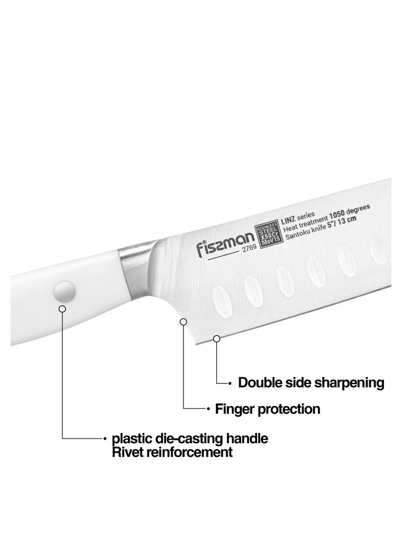 Fissman سكين مطبخ سانتوكو 5 بوصة حادة للغاية، سكين من الفولاذ المقاوم للصدأ الألماني X50Cr15MoV، سلسلة لينز - Image 2